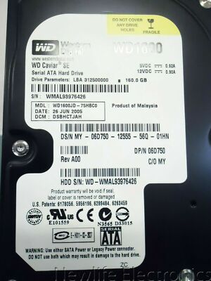 Disque Dur Interne Western Digital Caviar SE - 160 Go - SATA - 7200 Tr/min - WD1600JD-75HBB0