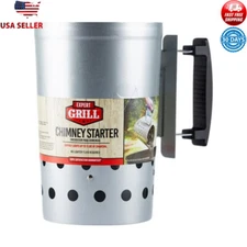 Chimney Starter BBQ Grill Tool W/ Safety Handle Easy Charcoal Lighting New