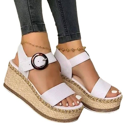Women Summer Ankle Strap Buckle Platform Wedge Heels Buckle Shoes Roman  Sandals | eBay