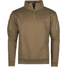 Mil-Tec Tactical Sweatshirt with Zipper Running Outdoor Gym Mens Dark Coyote