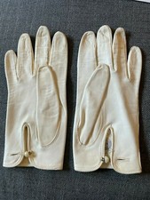 Vintage Fownes 1950s white leather pearl button gloves sz 6.5