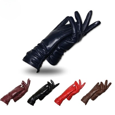 Women Genuine Leather Gloves Winter Autumn Ladies Sheepskin Sleeve Warm Leather
