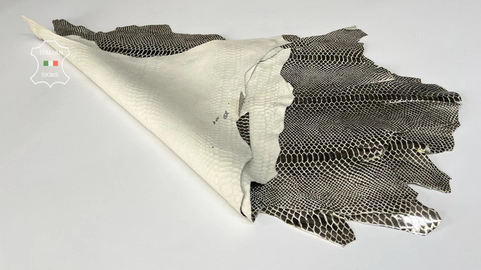 METALLIC PLATINUM SNAKE PRINT On Soft Lambskin Leather 3 skins 13sqf 1.0mm B7983 - Image 3 of 4
