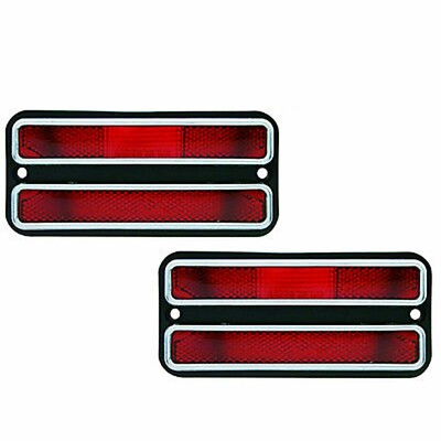 Rear Red Deluxe Side Marker Light w/ Trim Set For 1968-1972 Chevrolet GMC Truck