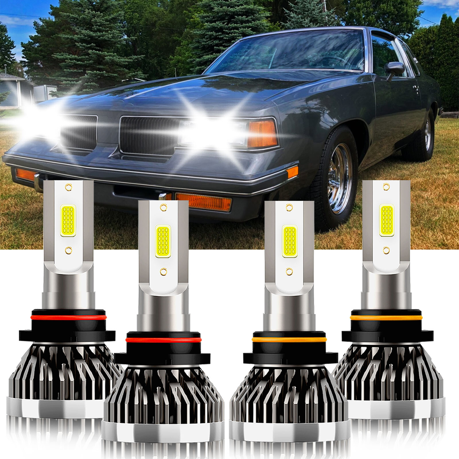 For Oldsmobile Cutlass 1997-1999 LED Headlight Car Bulbs 9005 9006 Super Bright