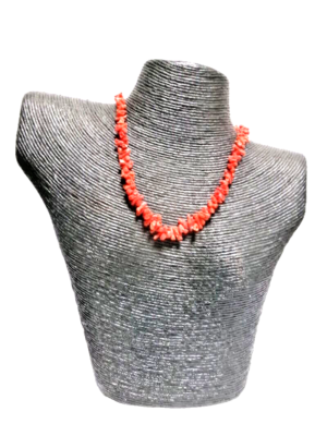 Collier Ras De Cou En Corail Naturel - Pierre Orange - Bijou Occasion - Fabriqué En France