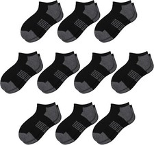 Comfoex 10 Pairs Boys Socks Low Cut Ankle 7-10 Years, Black 10