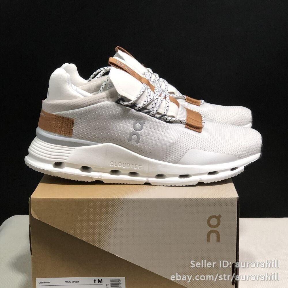 White & Pearl on Cloud Cloudnova Lightweight Sneakers Men Brand New