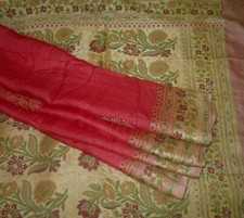 BVH WEARABLE PURE SILK Vintage Sari 5yds 22MAR13404 X14 E827 Coffee Red ABCKB