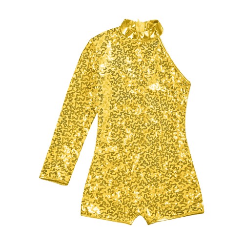 Mädchen Glitzer Pailletten Stehkragen Ballett Tanz Turnanzug Gymnastik Unitard Biketard - Bild 26 von 53