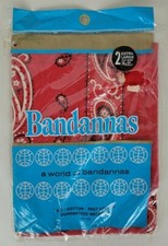Vintage NIP 2 Pack Red Paisley Bandana Cotton Fast Colors 13962 24x22