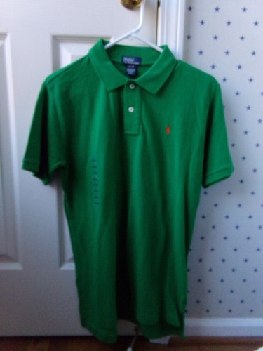 NEW $55 VTG RALPH LAUREN Solid Green POLO Shirt 16-18 Cotton Size Large L Boys - Picture 6 of 23