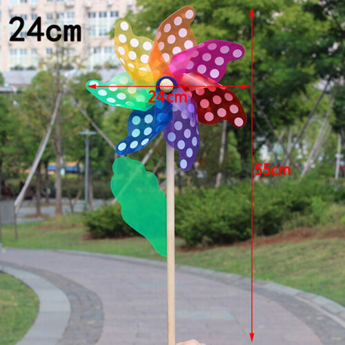 24cm Wood windmill garden yard party outdoor wind spinner ornament kids toys ❤DB - Foto 1 di 10
