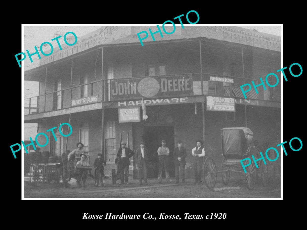 OLD LARGE HISTORIC PHOTO OF KOSSE TEXAS VIEW OF THE KOSSE HARDWARE STORE c1920