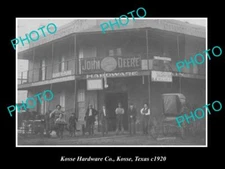 OLD LARGE HISTORIC PHOTO OF KOSSE TEXAS VIEW OF THE KOSSE HARDWARE STORE c1920