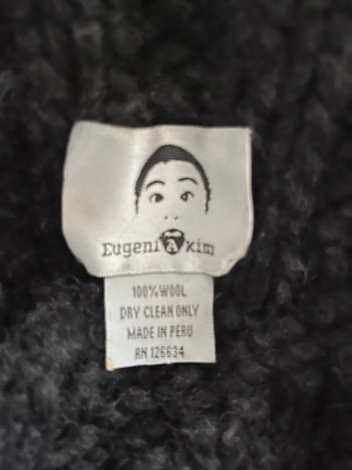 EUGENIA KIM 100% WOOL CHUNKY KNIT BEANIE BLACK ONE SIZE - Image 2 of 2