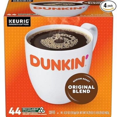Dunkin' Original Blend Coffee K-Cup Pods, Medium Roast, 176 ct.