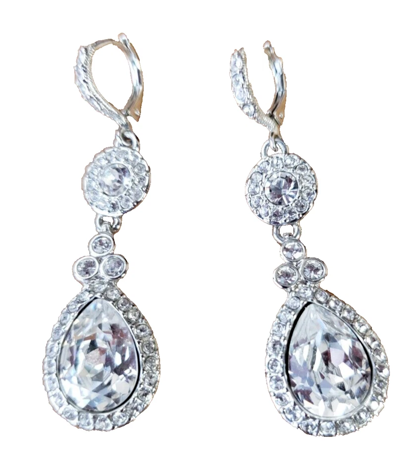 Givenchy Teardrop Crystal Dangle Runway Earrings - Image 2 of 4