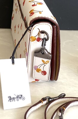NWT COACH 1941 CHALK/MULTI LEATHER DINKY WITH CHERRIES PRINT