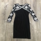 Vintage Adrienne Vittadini Petite Sz 2 Black Sheath Beaded Elegant Dress Womens