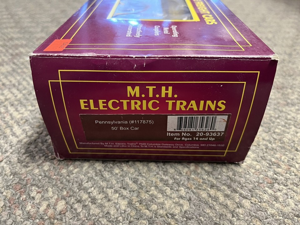 Mth Box + MTH O Scale Premier Pennsylvania 50' Box Car LNIB 20-93637 | eBay