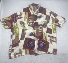 Alan Stuart Shirt Mens 2XL XXL Multicolor Abstract Button Up Short Sleeve