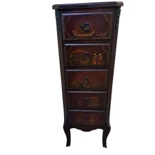 Vintage Antique Lingerie Chest of Drawers Chinoiserie Asian Inspired Wood Wooden