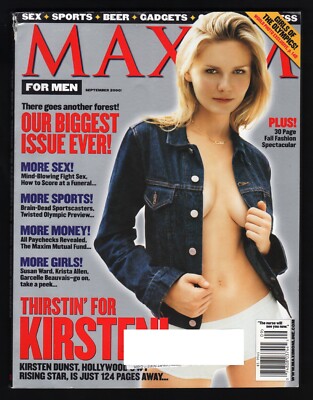 MAXIM MAGAZINE, September 2000, KIRSTEN DUNST COVER, GARCELLE BEAUVAIS, VG w/ML