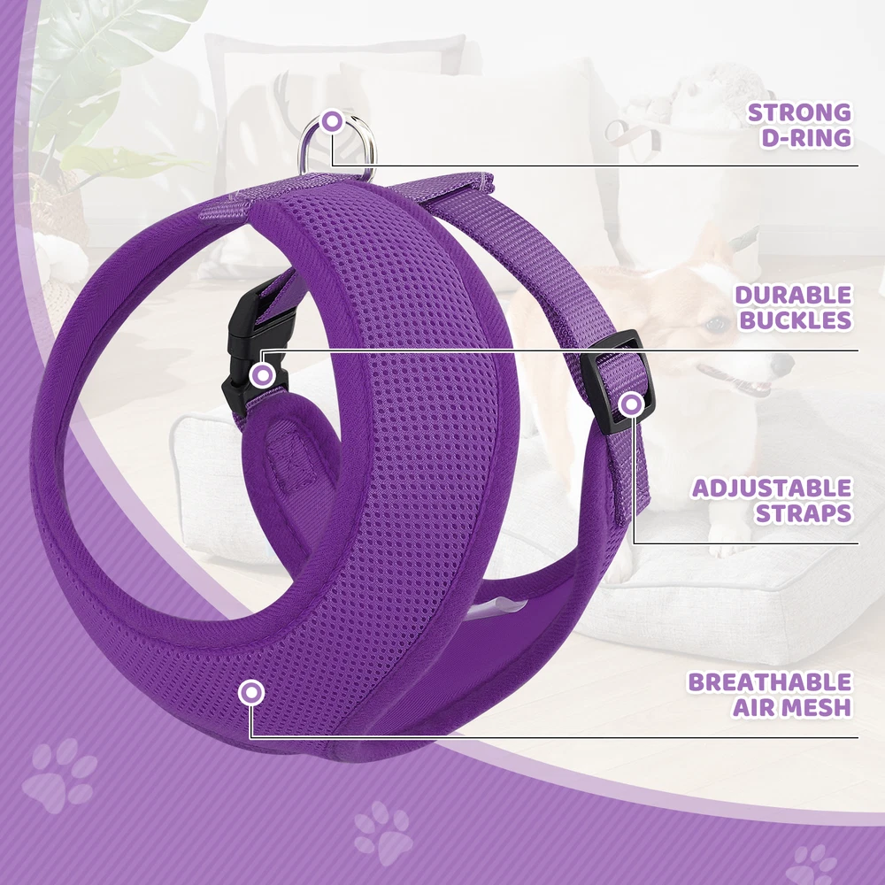 Dog Harness Puppy Escape Proof Jacket Breathable Padded Mesh w/Reflective Vest