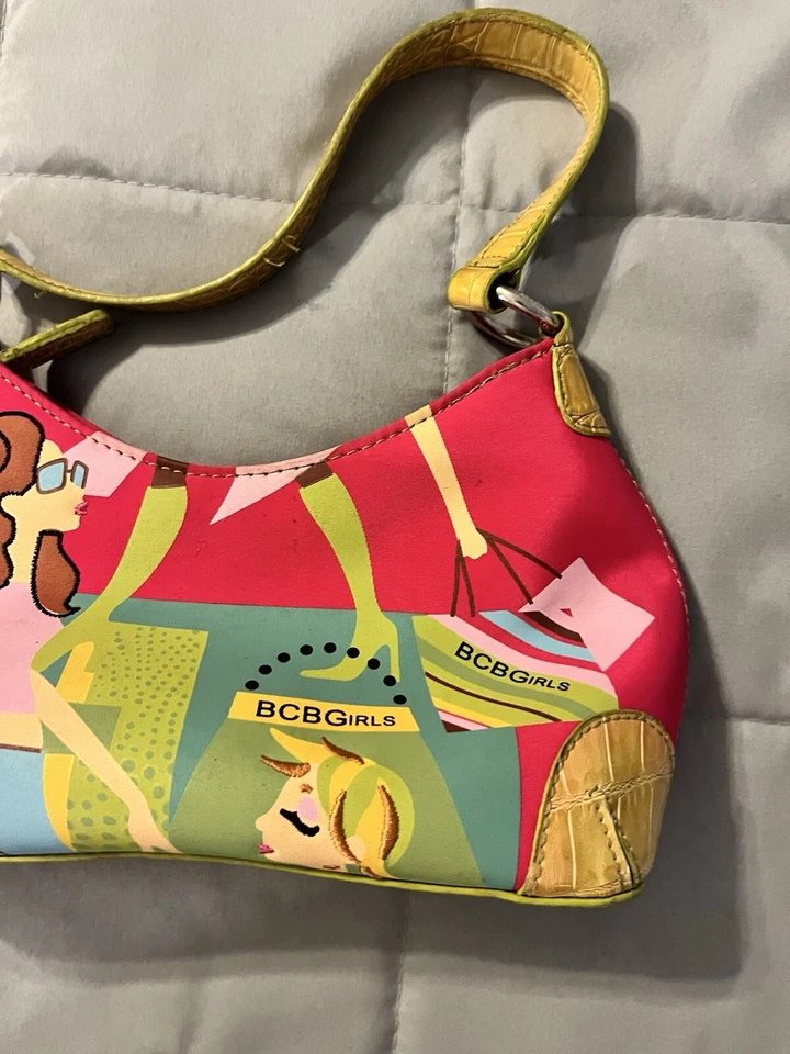 BCB Girls Small Purse/Hand Bag W/ Faces-Embroidered Hair-Inside Zip Pocket Foto 3 de 4