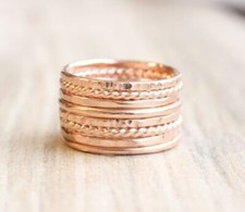 Pure Solid Copper Set of 8 Pcs Stack Stackable stacking Ring Handmade Jewelry
