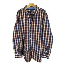 Chaps Button Down Dress Shirt Mens Size XXL Blue/Red Plaid Casual Cotton Classic