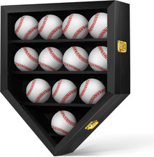 12-Ball Baseball Display Case - UV Protected Shadow Box w/Wood Frame & Lock