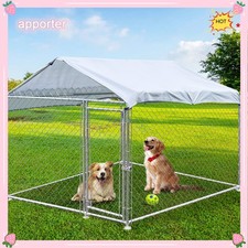Metal Outdoor Pet Dog Run House Kennel Shade Cage Enclosure W/ Cover Playpen