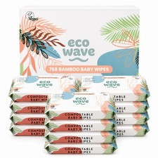 Eco Wave Bamboo Baby Wipes Unscented Sensitive Skin Compostable