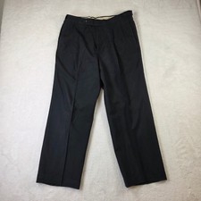 Berle Tailored Mens Black Pleated Cuffed Dress Pants Trousers 33x26.5