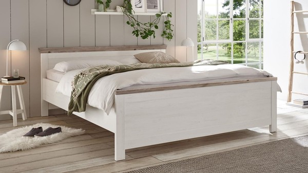 Bett Florenz Bettgestell Einzelbett Schlafzimmer In Oslo Pinie Weiß 180X200 Cm-image