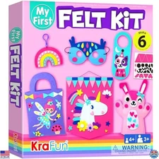 Beginner Felt Kit Unicorn Craft for Kids 3-6, 6 DIY Projects, Creative Toys