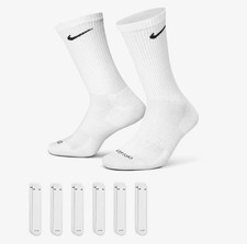 Nike Everyday Dri-Fit 6 Pairs  white  Crew Socks Cushioned Gym Sports