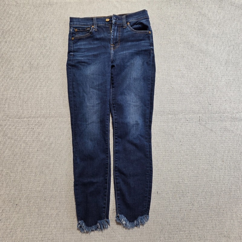 7 For All Mankind Skinny Ankle Jeans Womens Size 25 Blue Denim Stretch Zip Fly