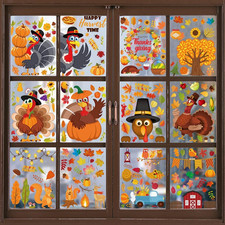 350pc Thanksgiving Window Clings Fall Window Stickers Decor for Offices Autumn L