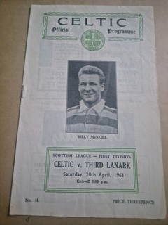1962/63 Celtic v Third Lanark Scottish League Programme