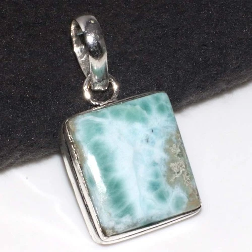 Larimar 925 Silver Plated Pendant 1.4" Birthday Gift Limited Stock Deal GW