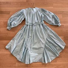 Ulla Johnson Ingrid Blue Puff Sleeves Cotton-Voile Midi Dress Resort S NEW