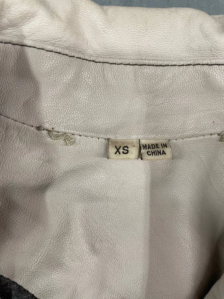 Chaqueta de Moto Haute Hippie para Mujer XS Negra Blanca Cuero de Cordero Flecos Motociclista Occidental Foto 3 de 4