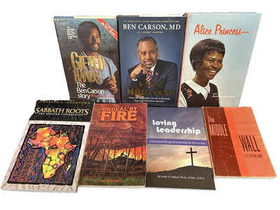 7 Black Adventist Heritage books: Gifted Hands/Sabbath Roots/The Middle Wall+4