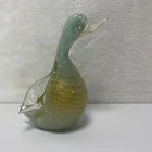 VTG Fratelli Toso Murano Art Glass  Duck Gold Flakes Handblown  Retro