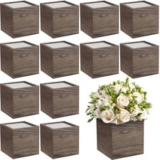 12 Set 4 Inch Wooden Planter Box Flower Vases for Rustic Home Decor