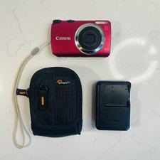 Canon PowerShot A3300 IS Red Digital Camera 16MP W/ Charger  Case Tested Works