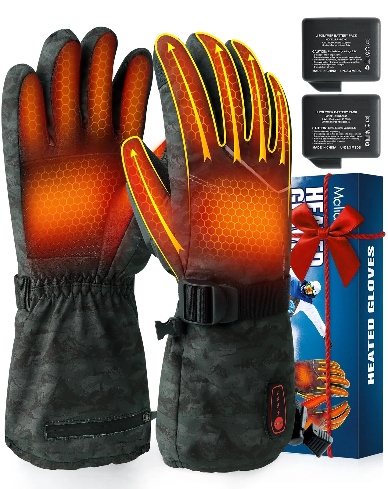 Maliansun Heated Gloves for Men Women Rechargeable, 5 Heating Levels Heated G...